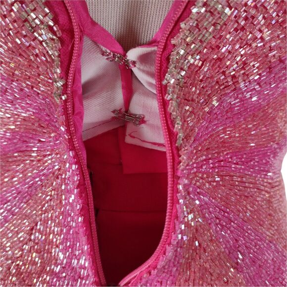 Mon Cheri Beaded Mock Corset Evening Dress Size 6 Strapless Long Formal - Picture 10 of 12